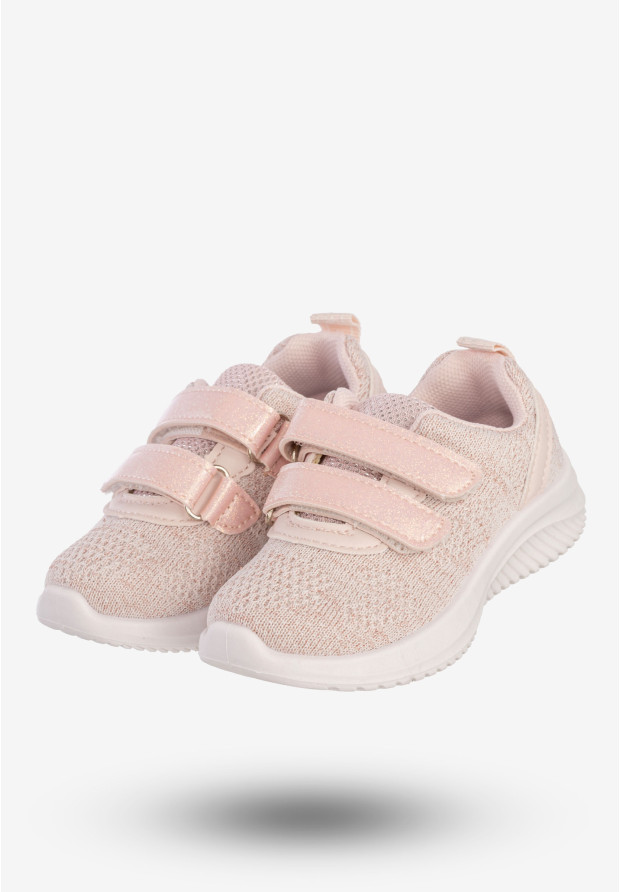 Sneakersy Dziecięce Na Rzepy Buty Sportowe Lekkie Pudrowy Róż Apawwa