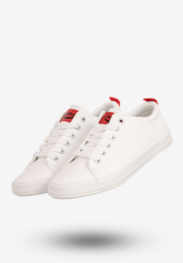 Sneakersy Damskie Tenisówki Ekoskóra Buty Półbuty Białe ShoSho