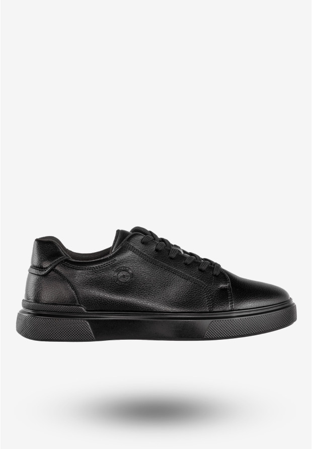 Sneakersy Męskie Tenisówki Ekoskóra Buty Półbuty Czarne Mekomelo