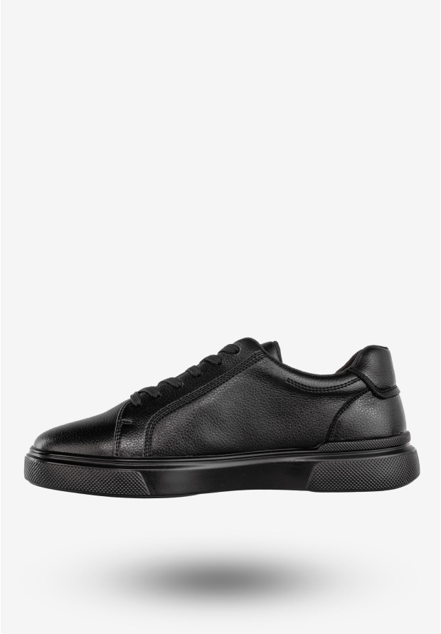 Sneakersy Męskie Tenisówki Ekoskóra Buty Półbuty Czarne Mekomelo