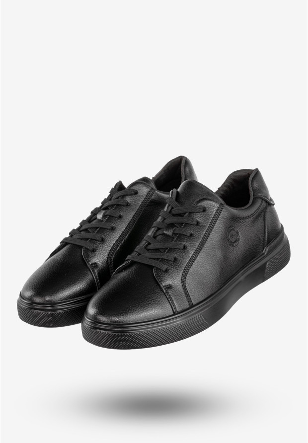 Sneakersy Męskie Tenisówki Ekoskóra Buty Półbuty Czarne Mekomelo