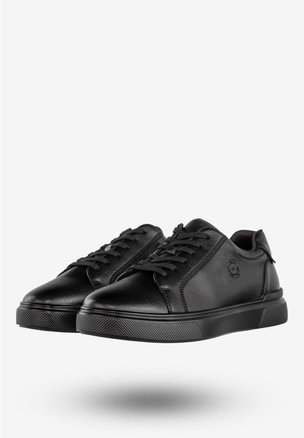 Sneakersy Męskie Tenisówki Ekoskóra Buty Półbuty Czarne Mekomelo