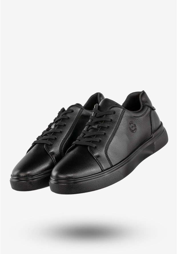 Sneakersy Męskie Tenisówki Ekoskóra Buty Półbuty Czarne Mekomelo