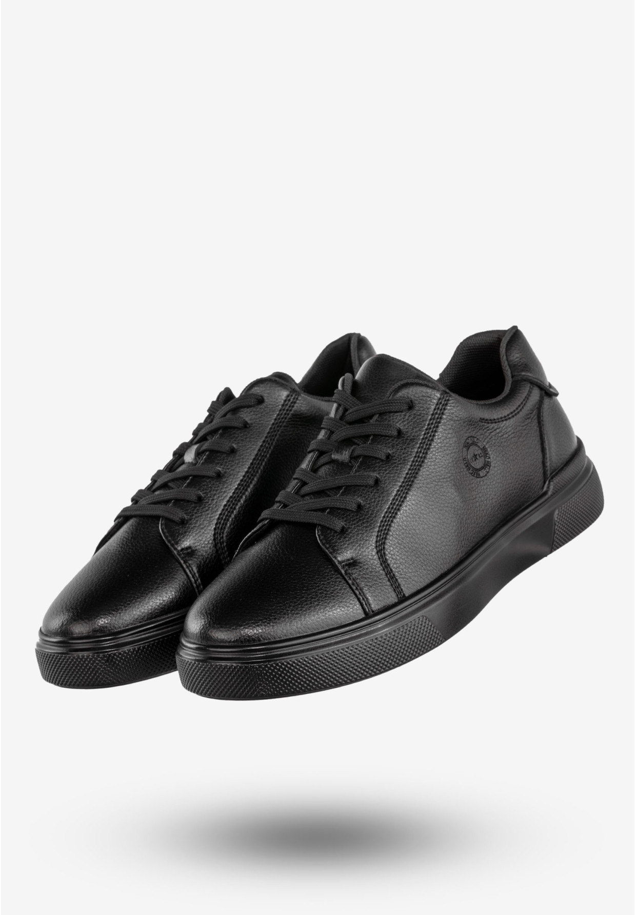 Sneakersy Męskie Tenisówki Ekoskóra Buty Półbuty Czarne Mekomelo