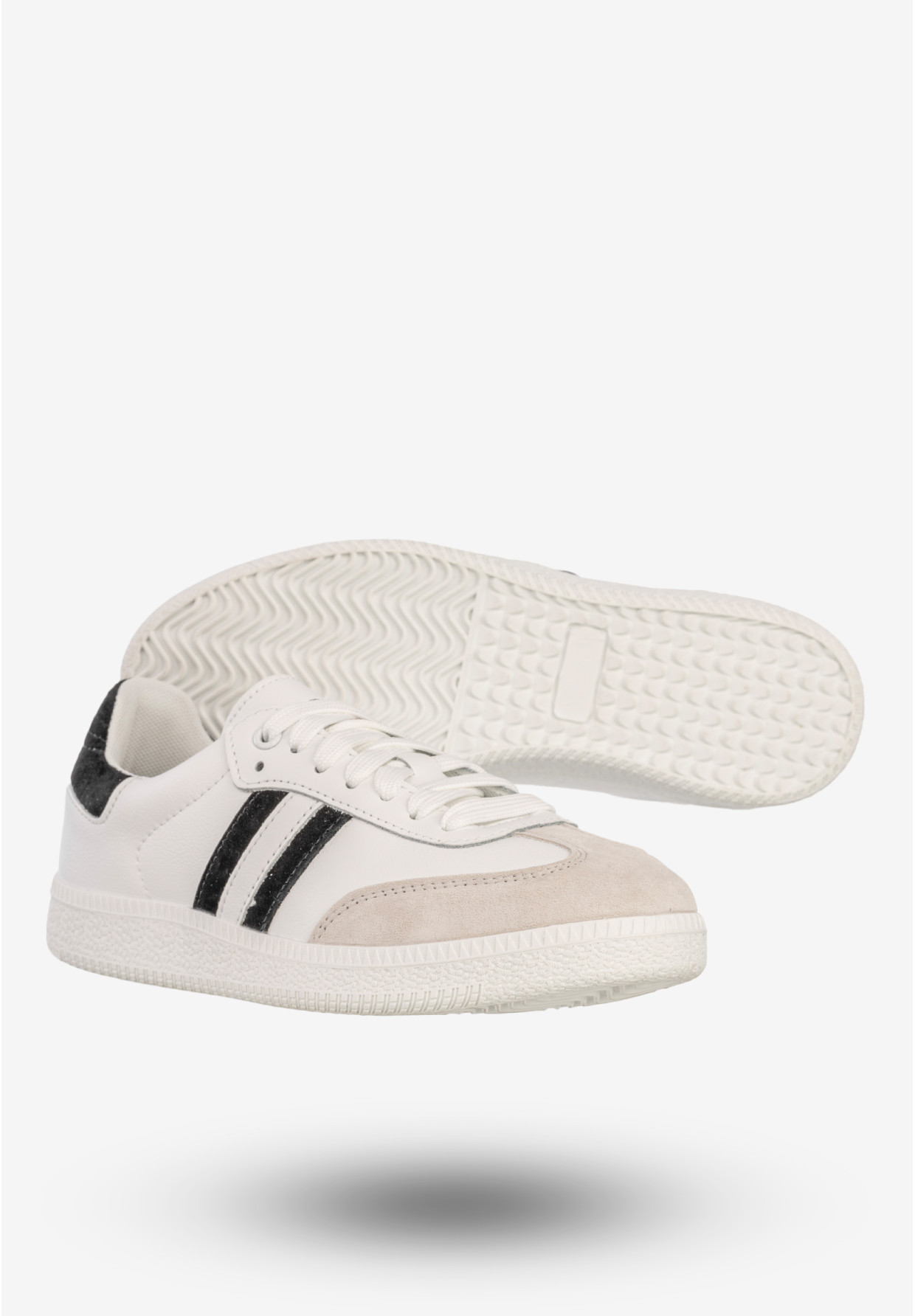 Sneakersy Damskie Skórzane Buty Sportowe Białe/Czarne DK Sandro