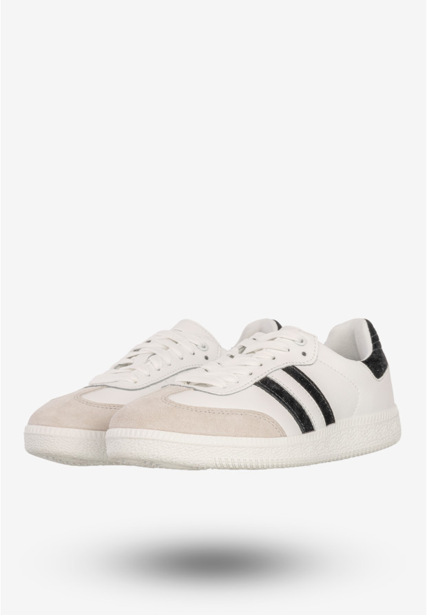 Sneakersy Damskie Skórzane Buty Sportowe Białe/Czarne DK Sandro