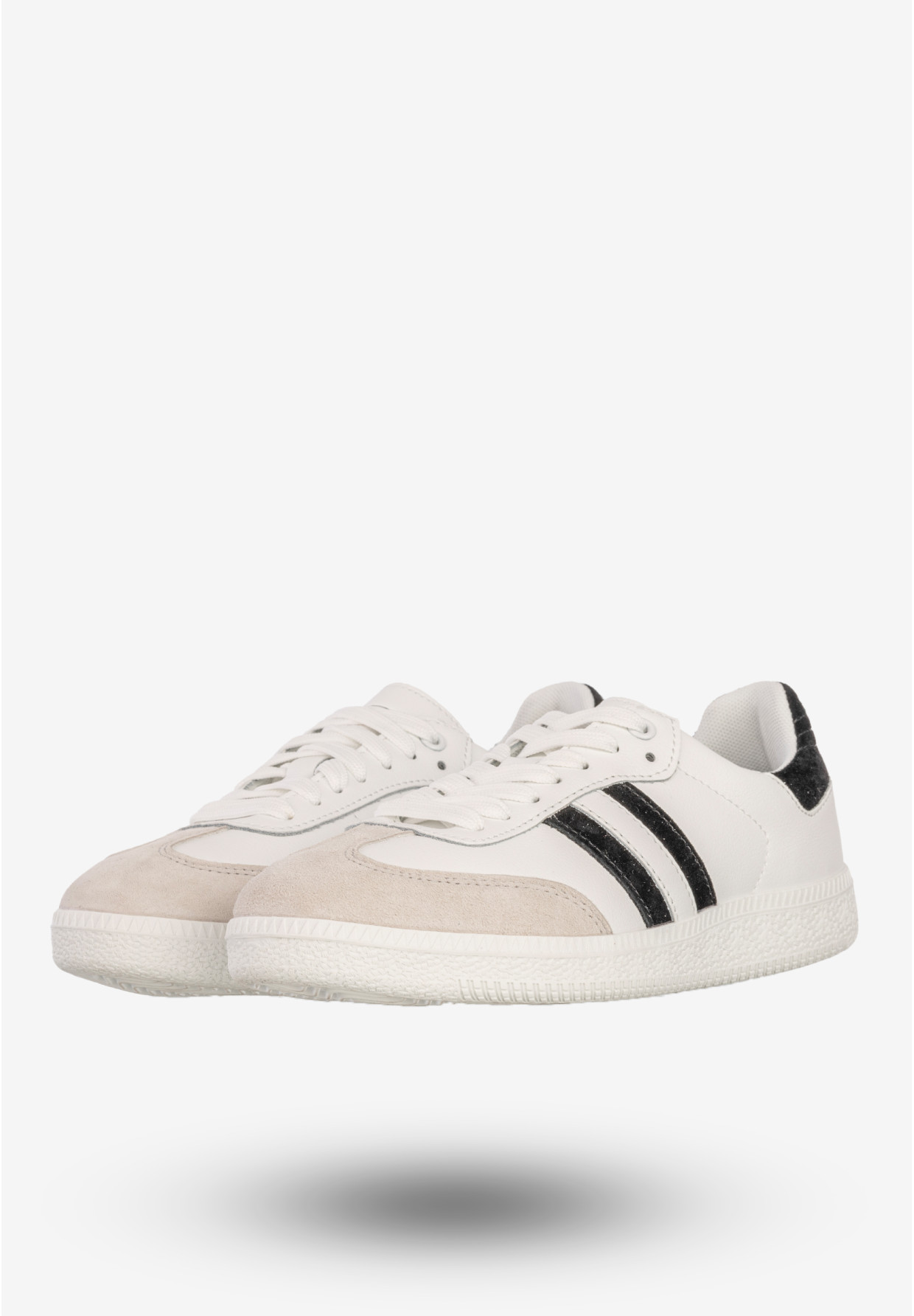 Sneakersy Damskie Skórzane Buty Sportowe Białe/Czarne DK Sandro
