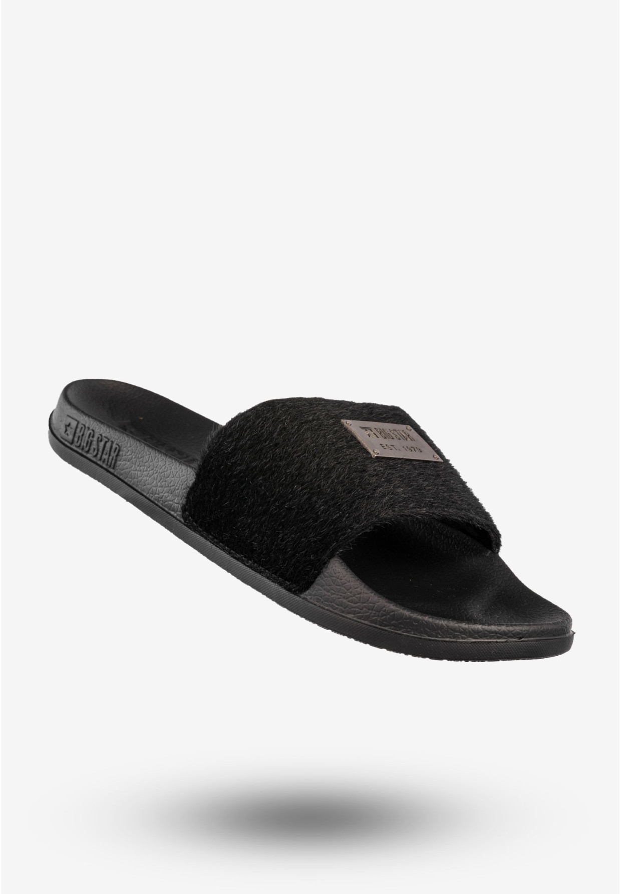 Klapki Damskie BIG STAR Buty Z Futerkiem Czarne SS274716