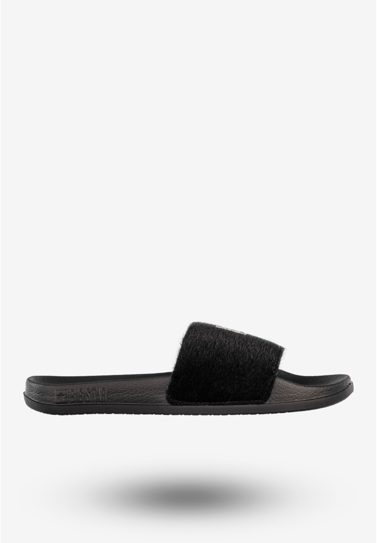 Klapki Damskie BIG STAR Buty Z Futerkiem Czarne SS274716