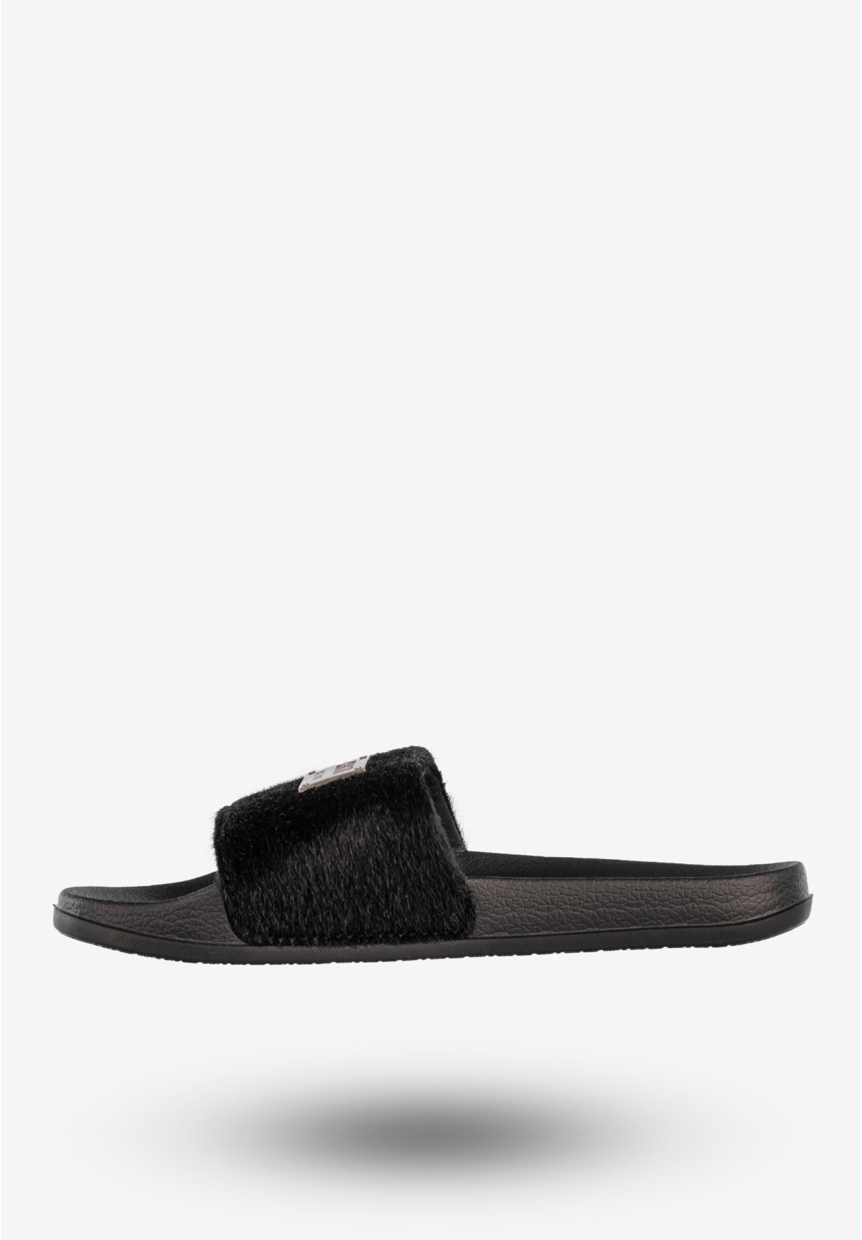 Klapki Damskie BIG STAR Buty Z Futerkiem Czarne SS274716