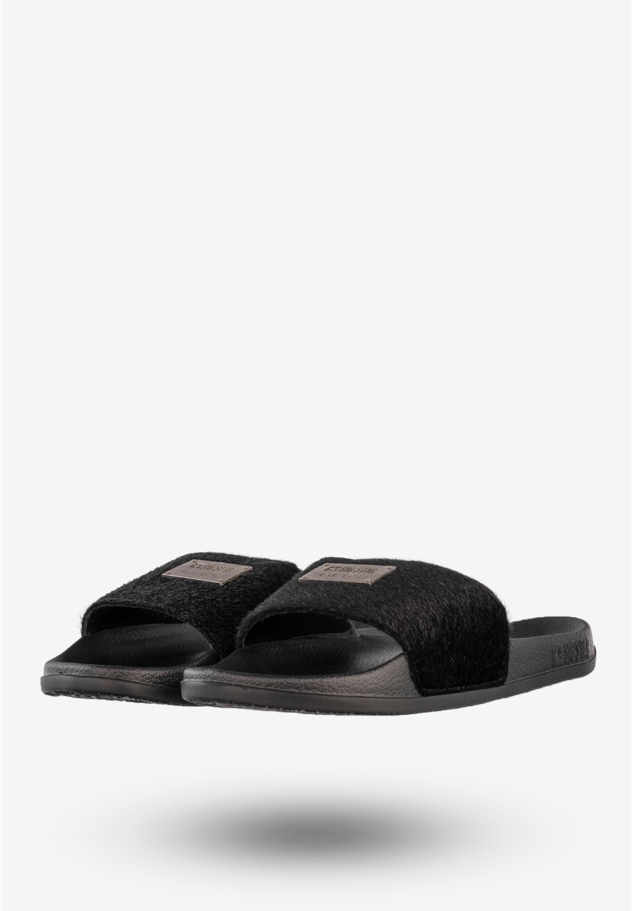 Klapki Damskie BIG STAR Buty Z Futerkiem Czarne SS274716