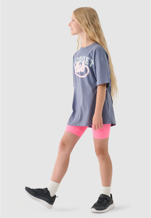 Legginsy Dziewczęce Kolarki 4F Dzianinowe Różowe 4FJRSS24TSTIF015