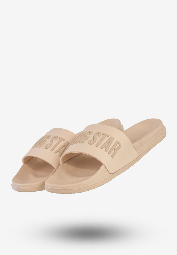 Klapki Damskie BIG STAR Sportowe Buty LOGO Beżowe SS274710
