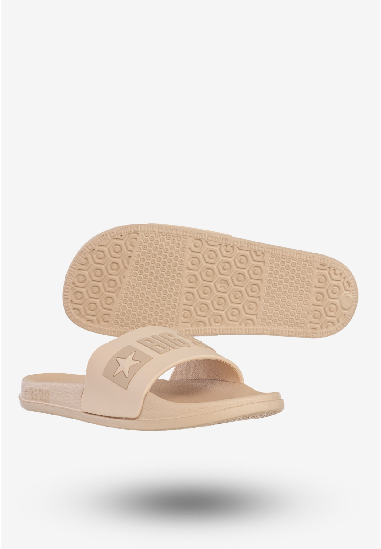 Klapki Damskie BIG STAR Sportowe Buty LOGO Beżowe SS274710