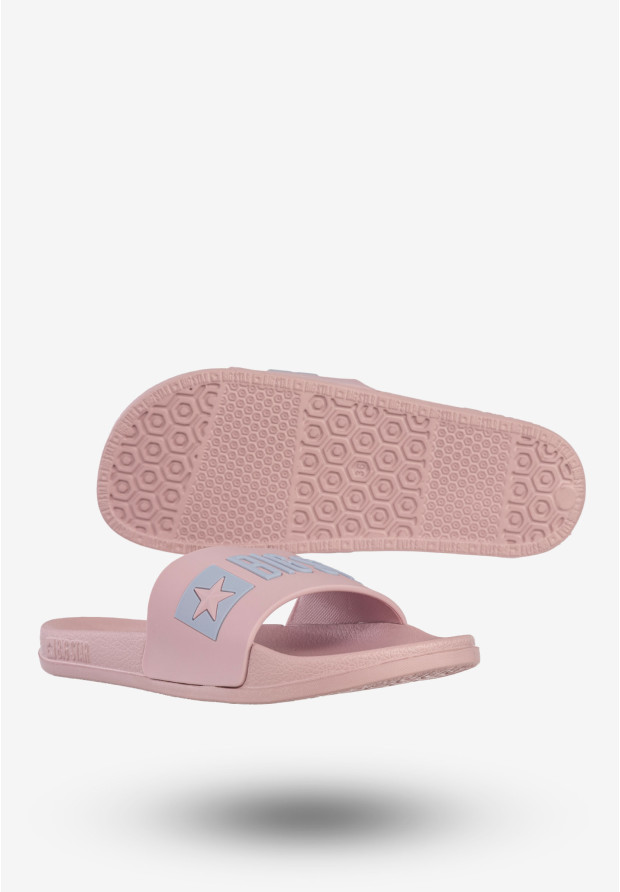Klapki Damskie BIG STAR Sportowe Buty LOGO Różowe SS274709