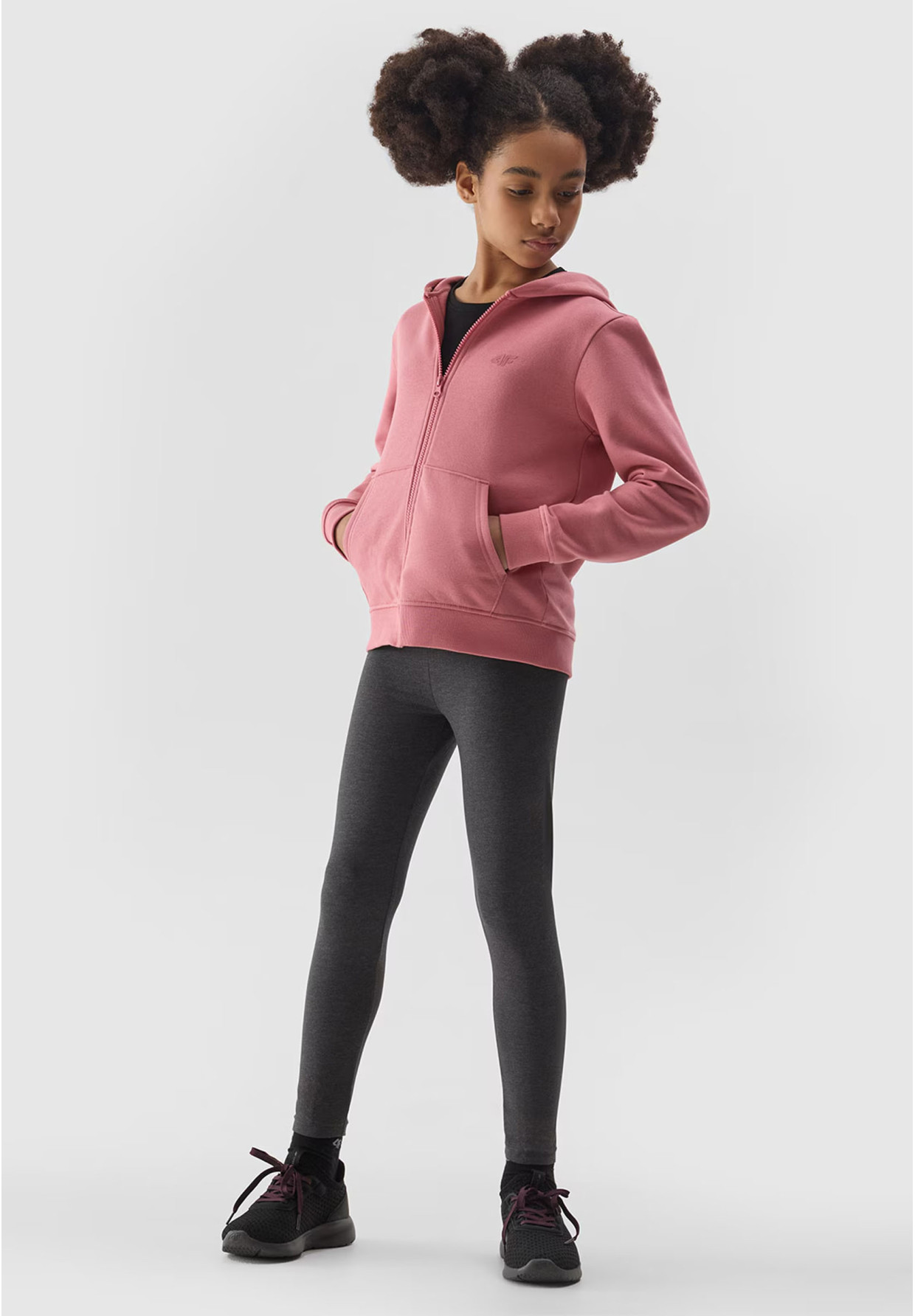 Legginsy Dziewczęce Spodnie 4F dzianinowe szare 4FJWSS24TTIGF130