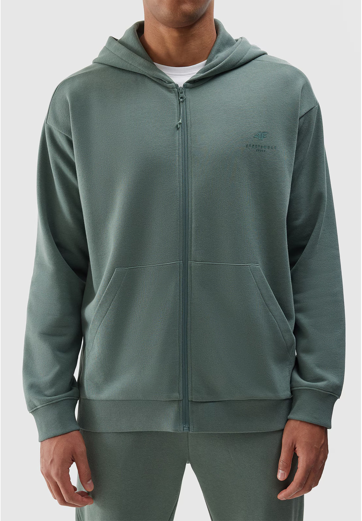 Bluza Męska 4F Khaki Rozpinana Sportowa 4FWSS24TSWSM1011