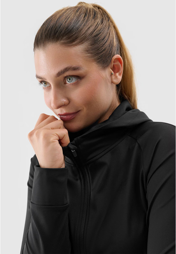 Bluza Damska 4F Sportowa Rozpinana Czarna 4FWSS24TFSWF270