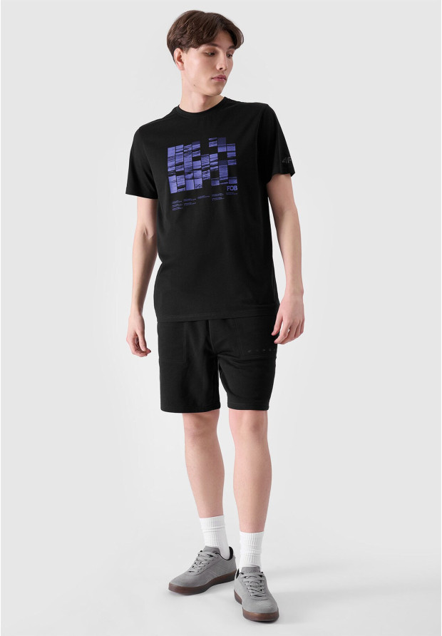 Koszulka Męska 4F T-shirt Czarny z nadrukiem 4FRSS24TTSHM2107