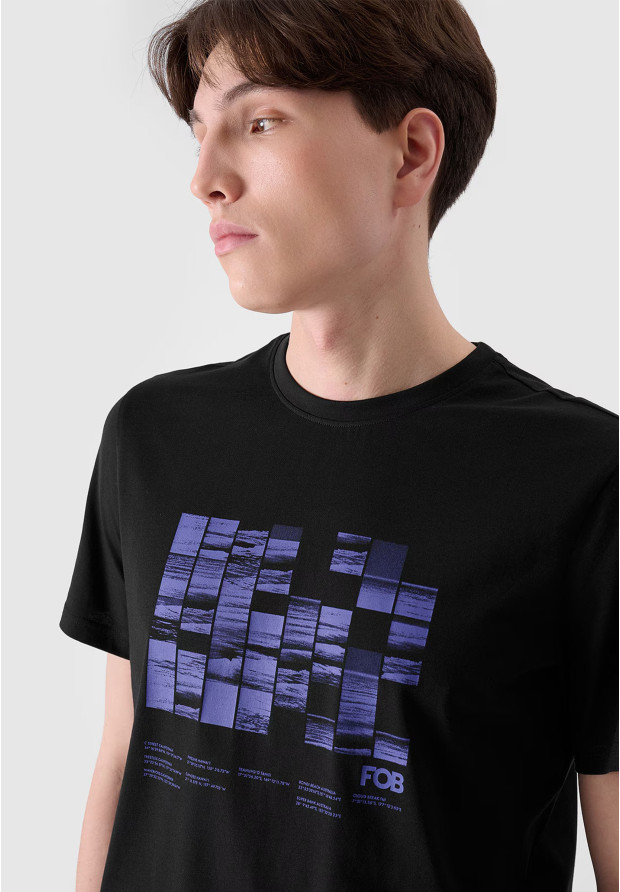 Koszulka Męska 4F T-shirt Czarny z nadrukiem 4FRSS24TTSHM2107