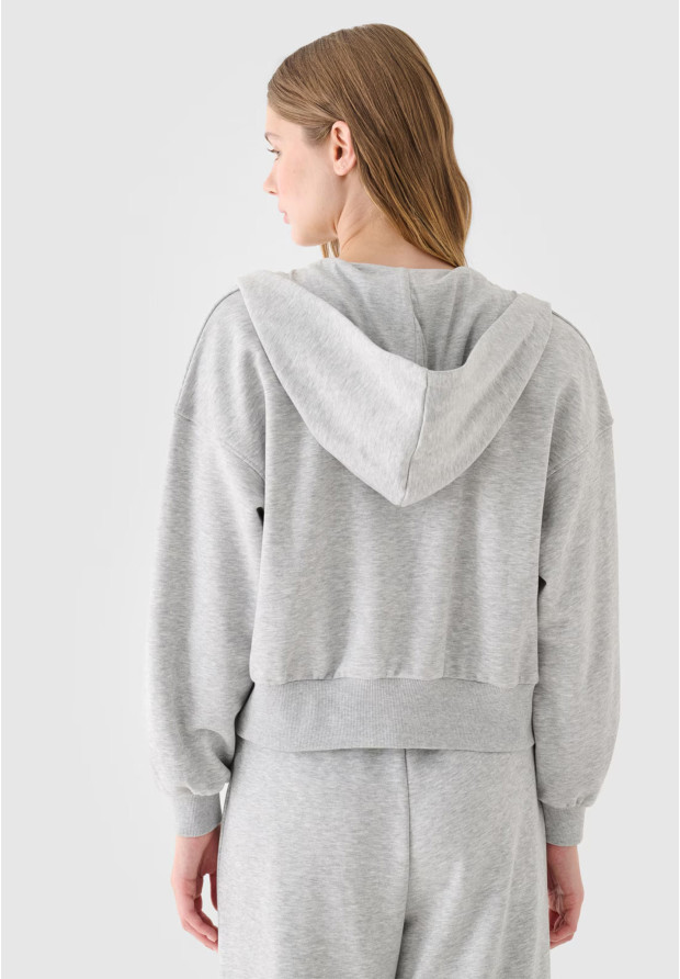 Bluza Damska 4F Dresowa Krótka Bawełniana Szara Rozpinana 4FRSS24TSWSF2033