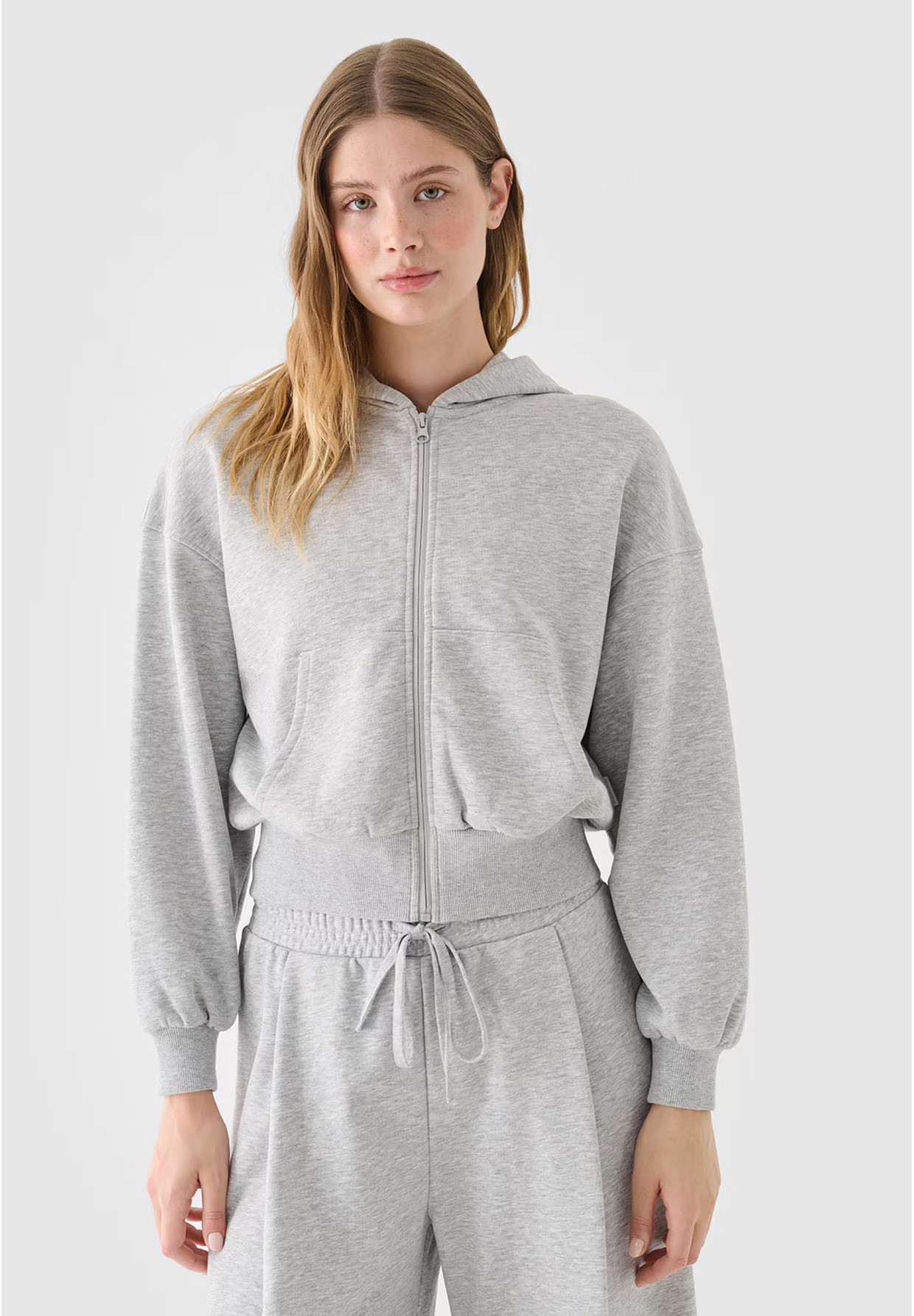 Bluza Damska 4F Dresowa Krótka Bawełniana Szara Rozpinana 4FRSS24TSWSF2033