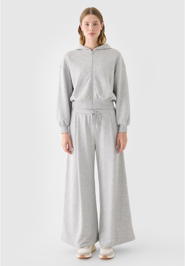 Bluza Damska 4F Dresowa Krótka Bawełniana Szara Rozpinana 4FRSS24TSWSF2033