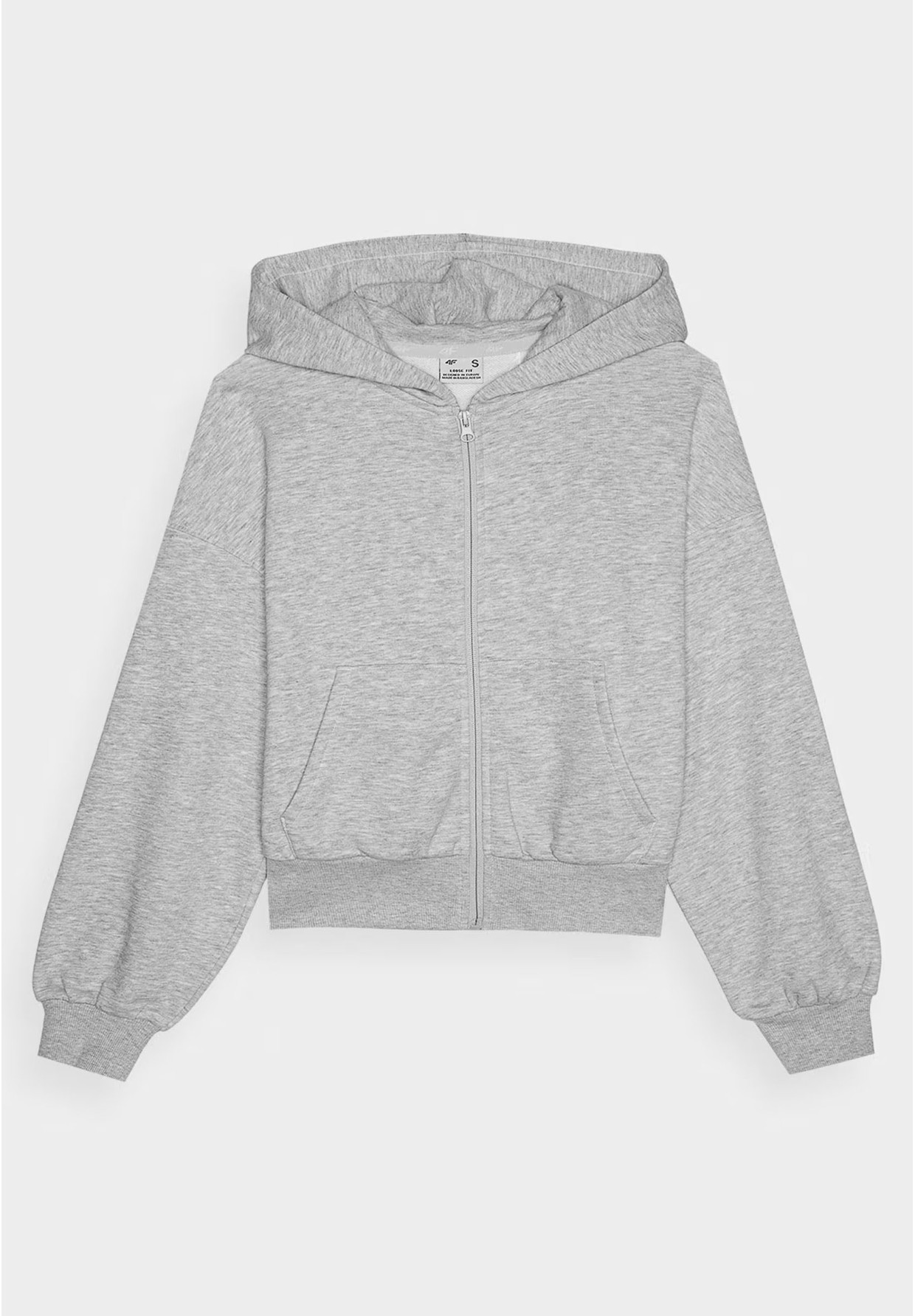 Bluza Damska 4F Dresowa Krótka Bawełniana Szara Rozpinana 4FRSS24TSWSF2033