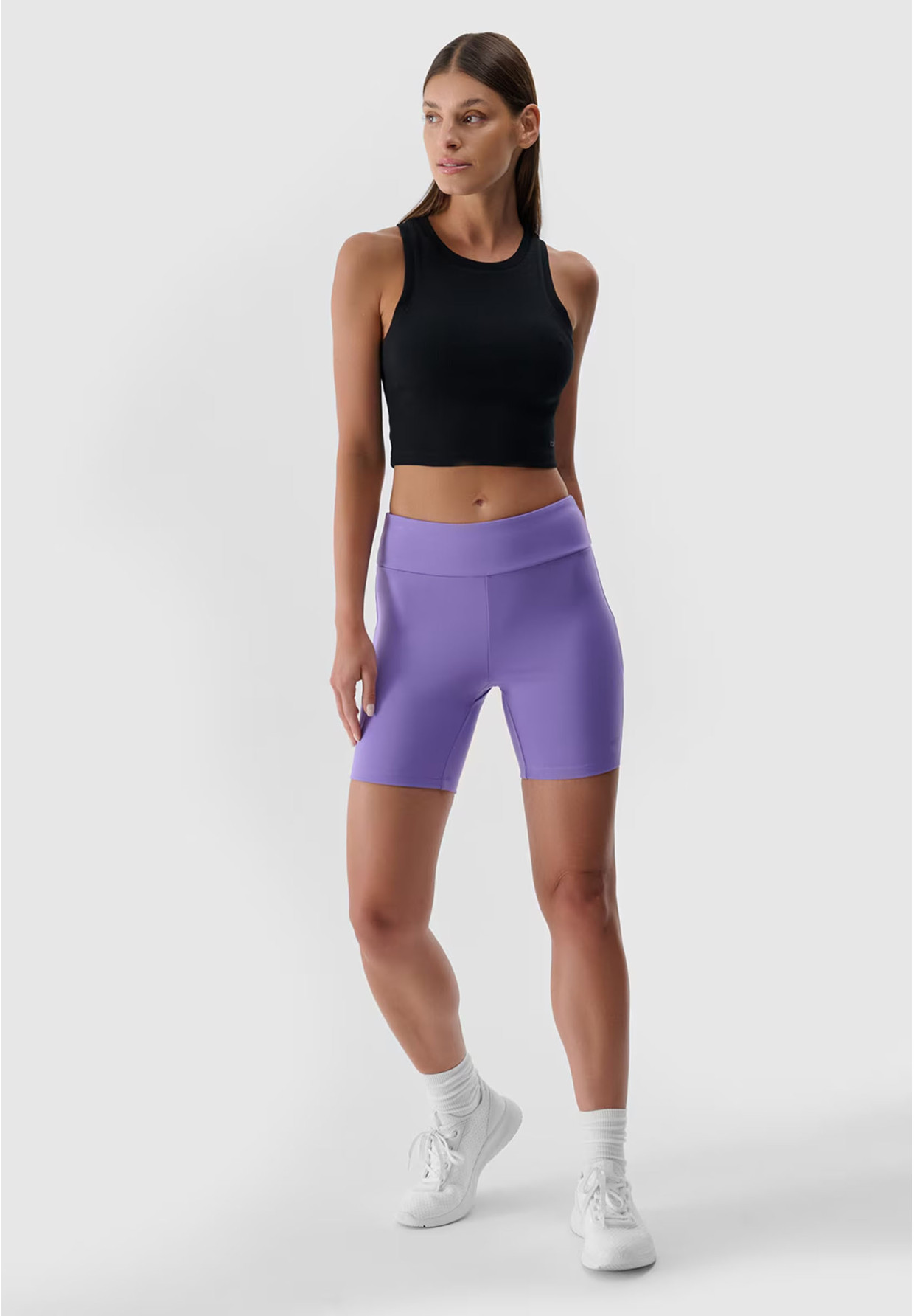 Legginsy Damskie Krótkie 4F Treningowe Fioletowe 4FRSS24TSTIF007