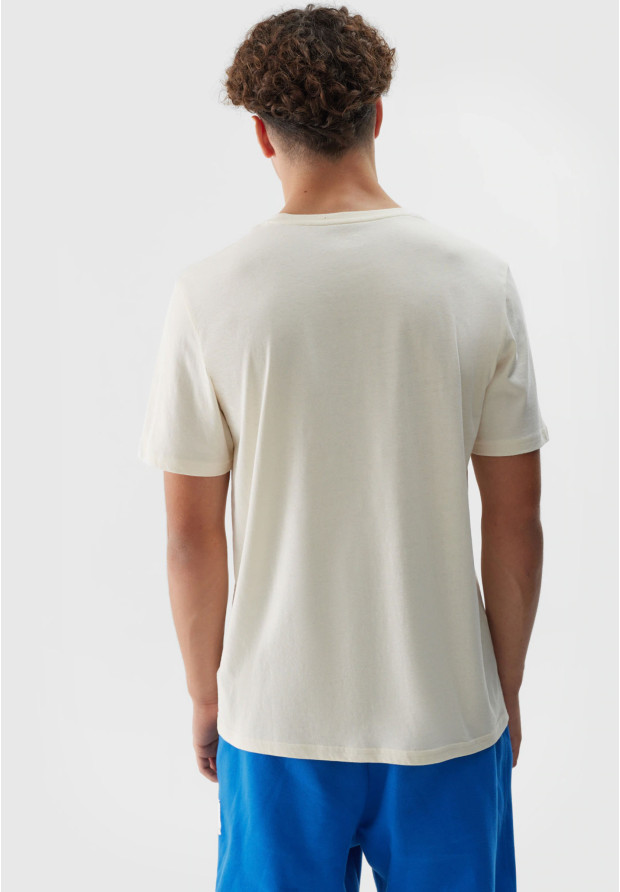 Koszulka Męska 4F T-shirt Biały z nadrukiem 4FWAW24TTSHM1655