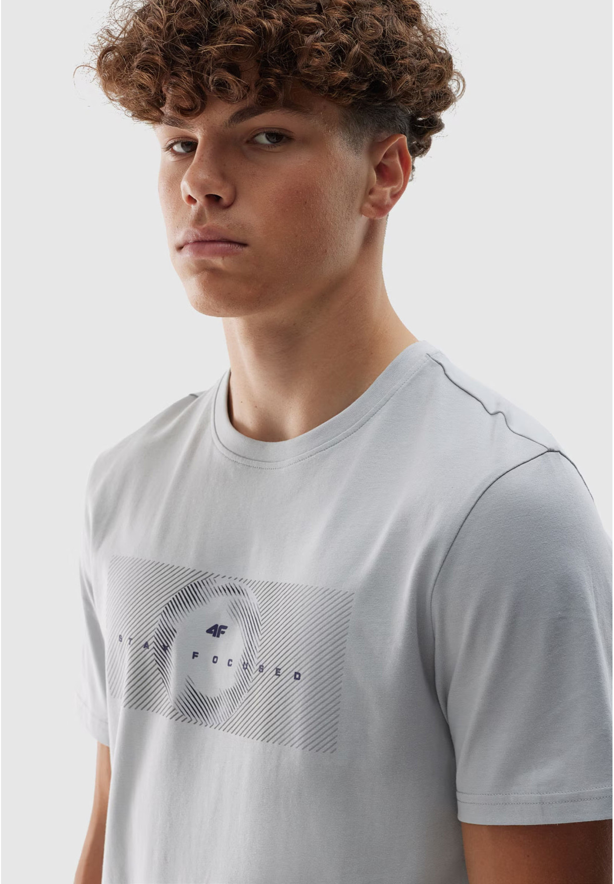 Koszulka Męska 4F T-shirt Szary z nadrukiem 4FWAW24TTSHM1589