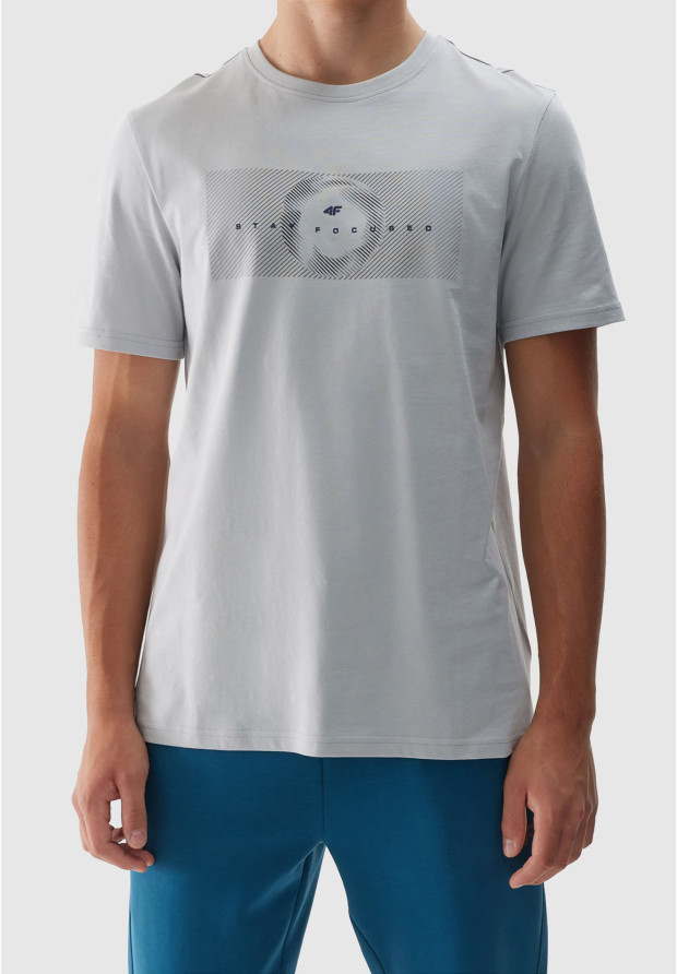 Koszulka Męska 4F T-shirt Szary z nadrukiem 4FWAW24TTSHM1589