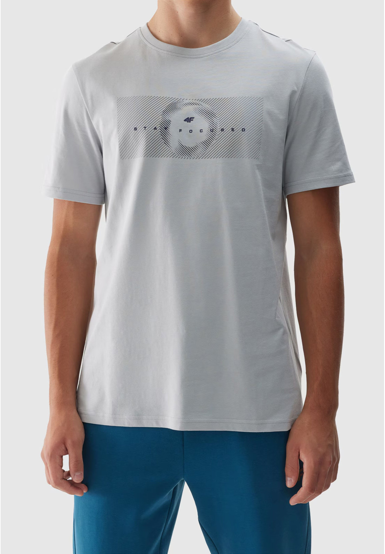 Koszulka Męska 4F T-shirt Szary z nadrukiem 4FWAW24TTSHM1589