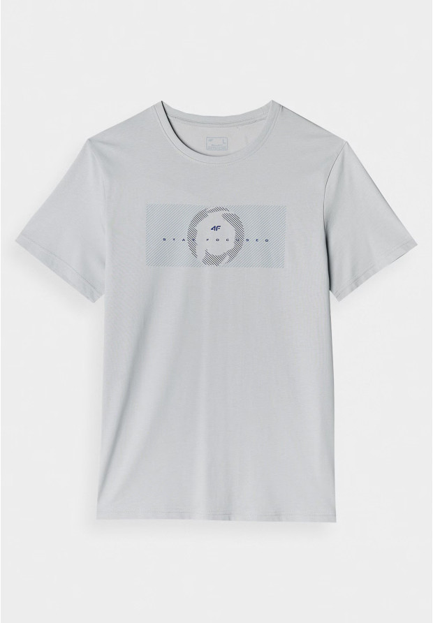 Koszulka Męska 4F T-shirt Szary z nadrukiem 4FWAW24TTSHM1589