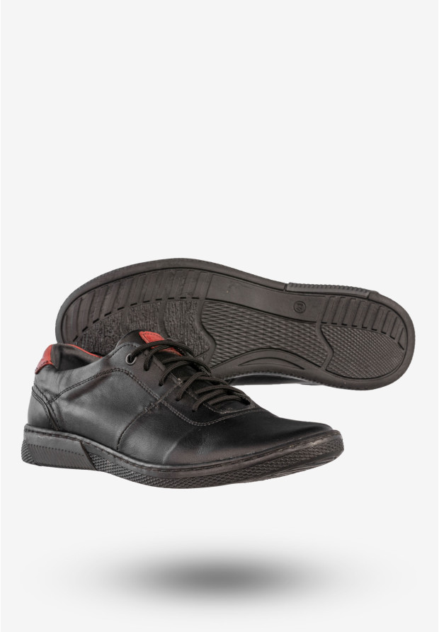 Półbuty Męskie Skórzane Buty Wizytowe Casual Czarne Fox