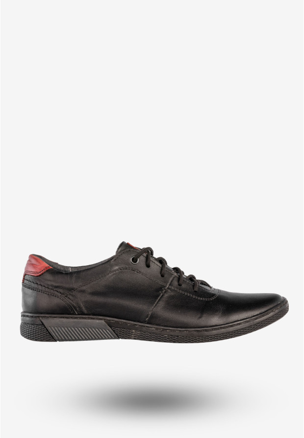 Półbuty Męskie Skórzane Buty Wizytowe Casual Czarne Fox