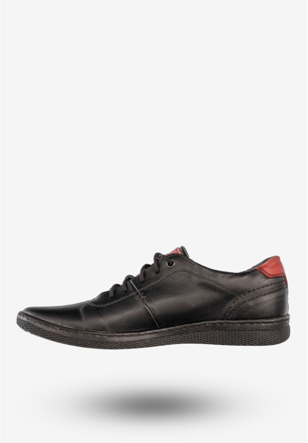 Półbuty Męskie Skórzane Buty Wizytowe Casual Czarne Fox