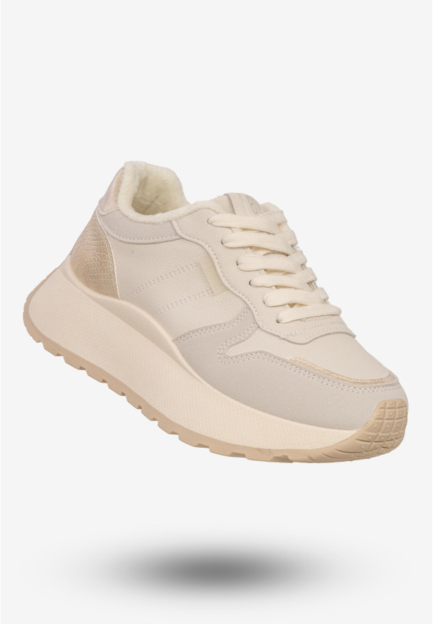 Beżowe damskie sneakersy BIG STAR SS274008 ocieplane