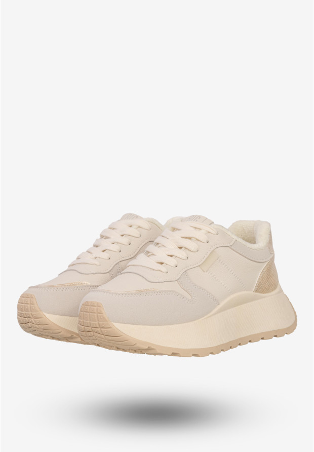 Sneakersy Damskie BIG STAR Buty Sportowe Półbuty Ocieplane Beżowe SS274008
