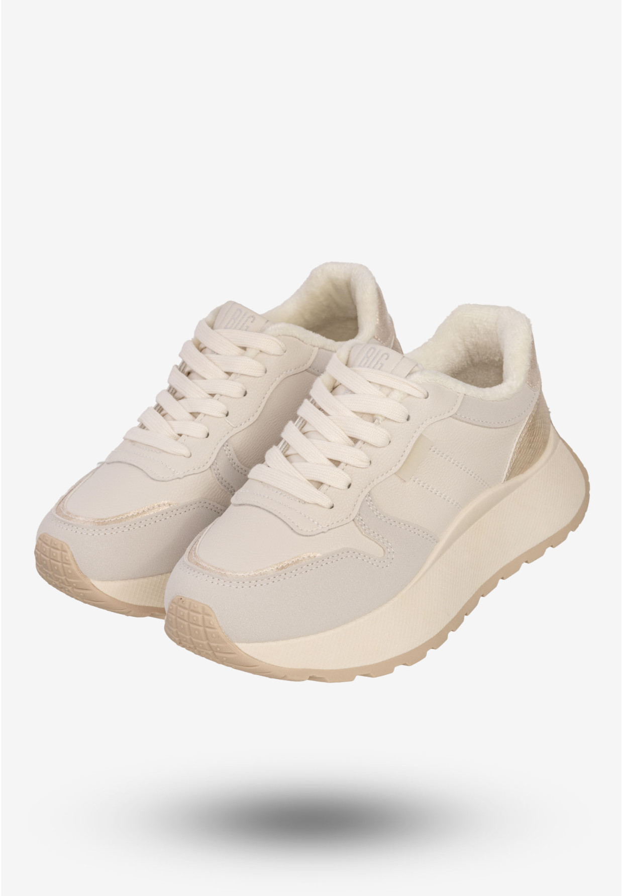 Sneakersy Damskie BIG STAR Buty Sportowe Półbuty Ocieplane Beżowe SS274008