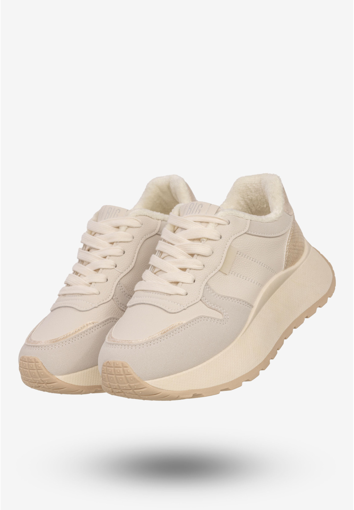 Sneakersy Damskie BIG STAR Buty Sportowe Półbuty Ocieplane Beżowe SS274008