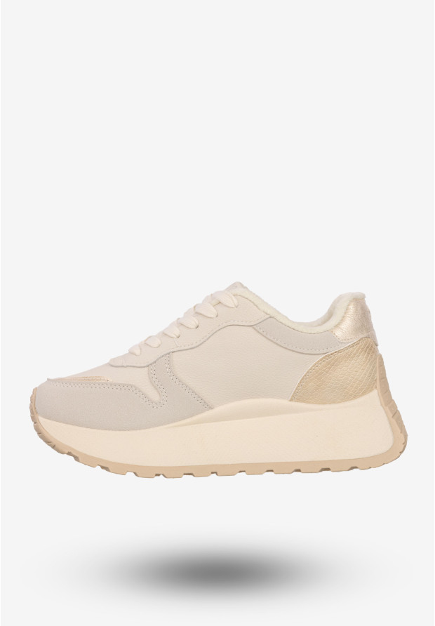 Sneakersy Damskie BIG STAR Buty Sportowe Półbuty Ocieplane Beżowe SS274008