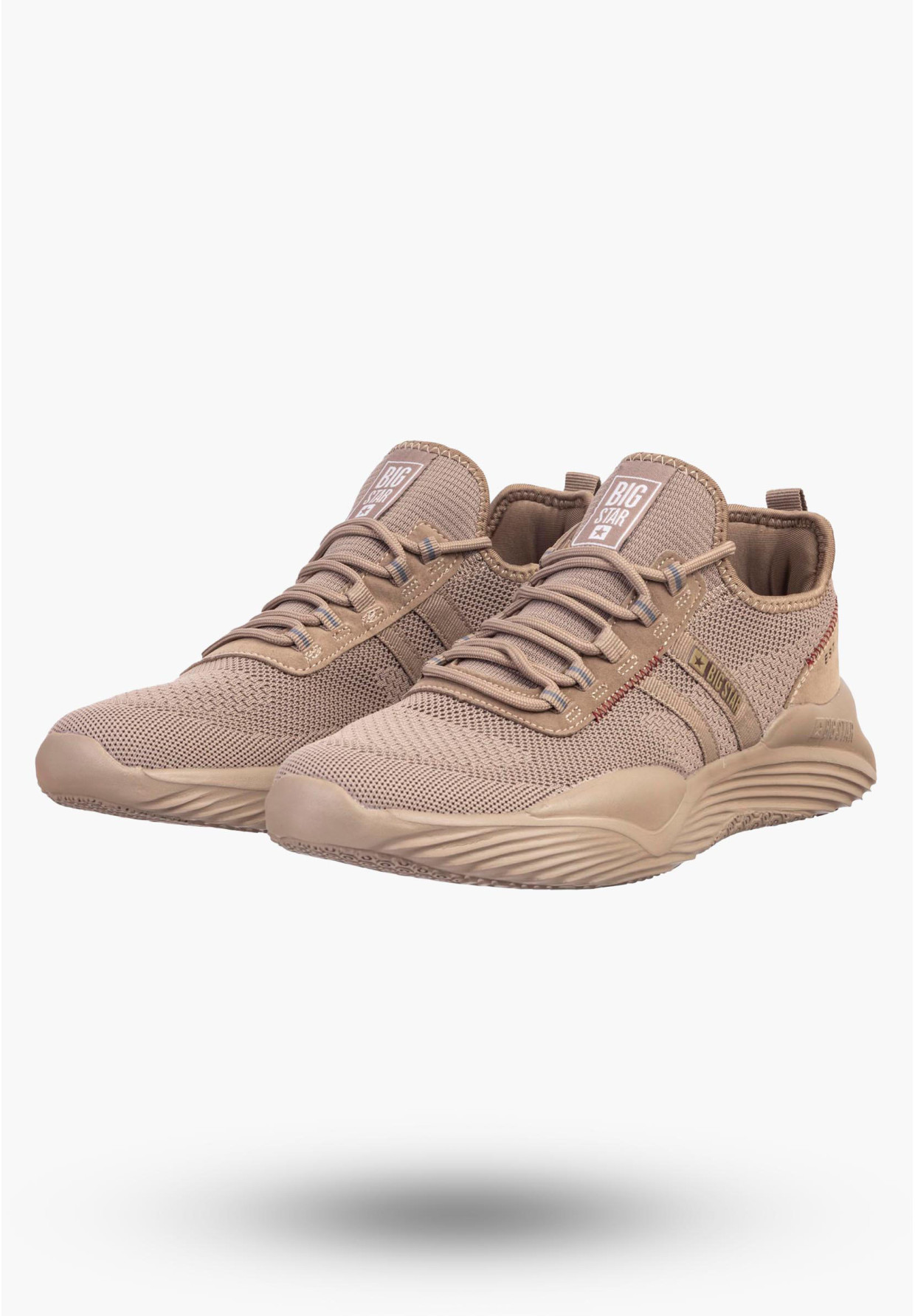 Sneakersy Męskie BIG STAR Buty Sportowe Brązowe Siatkowane KK174258