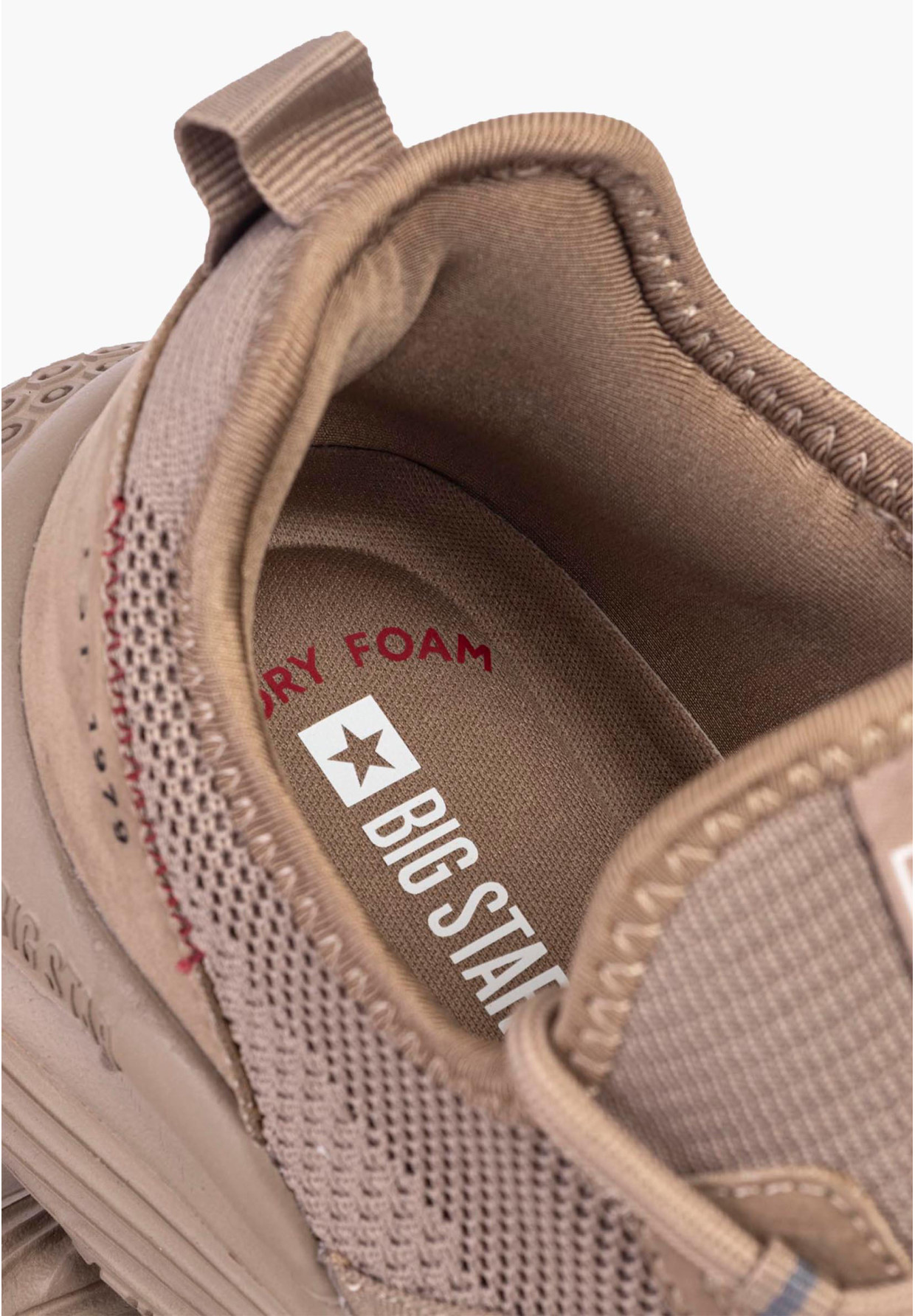 Sneakersy Męskie BIG STAR Buty Sportowe Brązowe Siatkowane KK174258