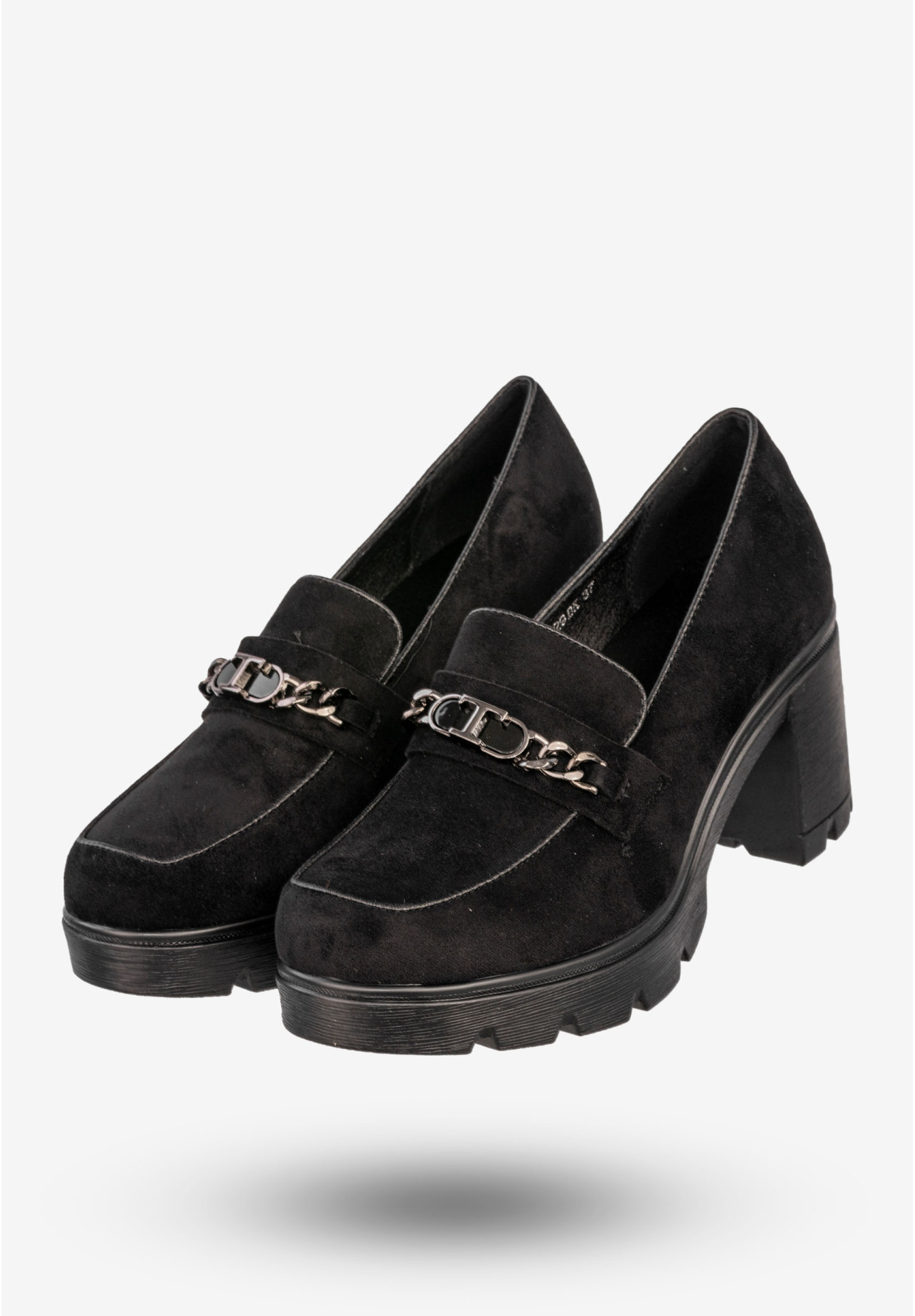 Mokasyny Damskie Buty Na Słupku Loafersy Stylowe Czarne Potocki