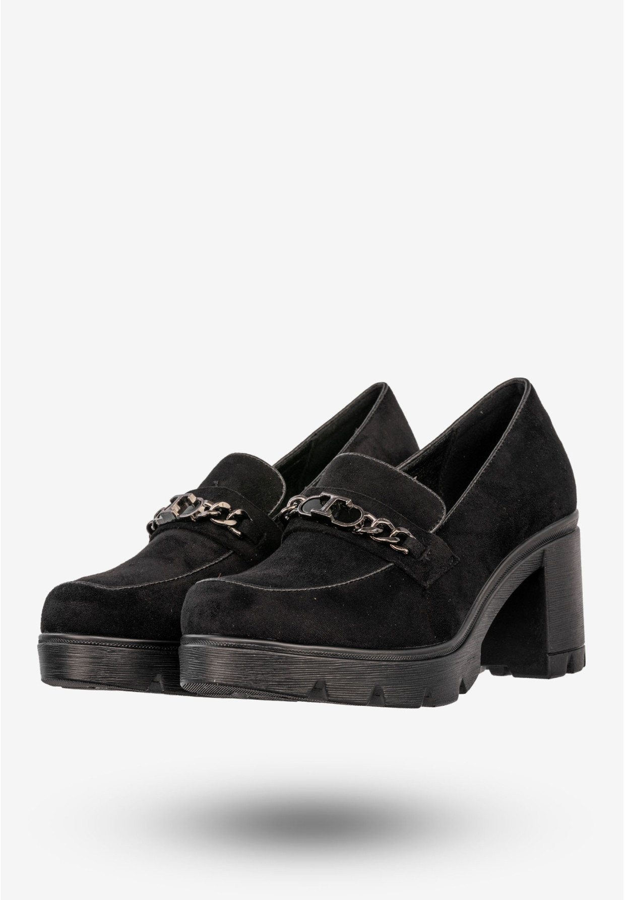 Mokasyny Damskie Buty Na Słupku Loafersy Stylowe Czarne Potocki