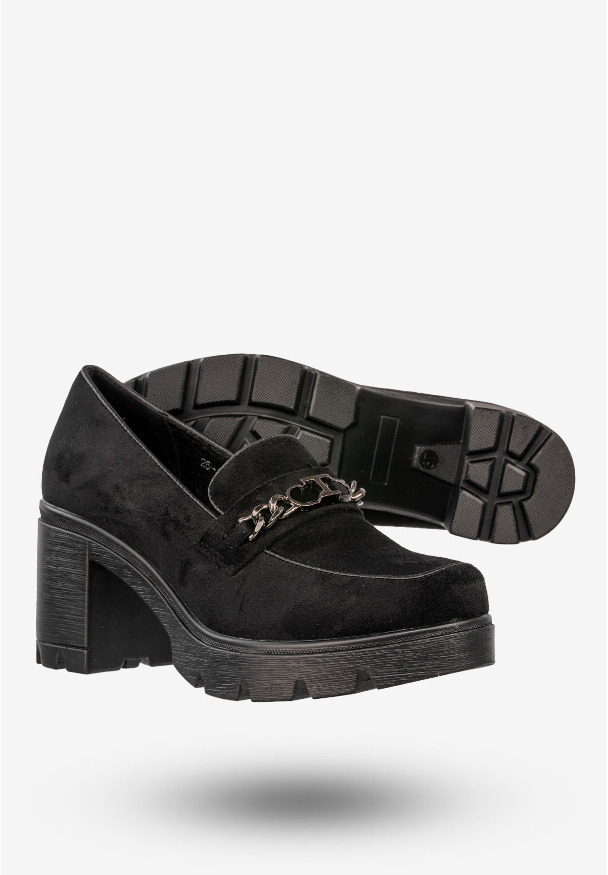 Mokasyny Damskie Buty Na Słupku Loafersy Stylowe Czarne Potocki