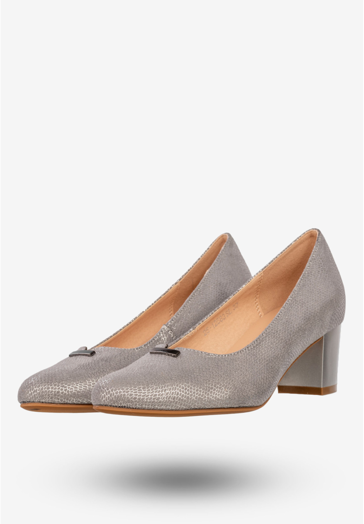 Czółenka Damskie Buty Na Słupku Eleganckie Półbuty Srebrne Potocki