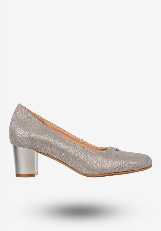 Czółenka Damskie Buty Na Słupku Eleganckie Półbuty Srebrne Potocki