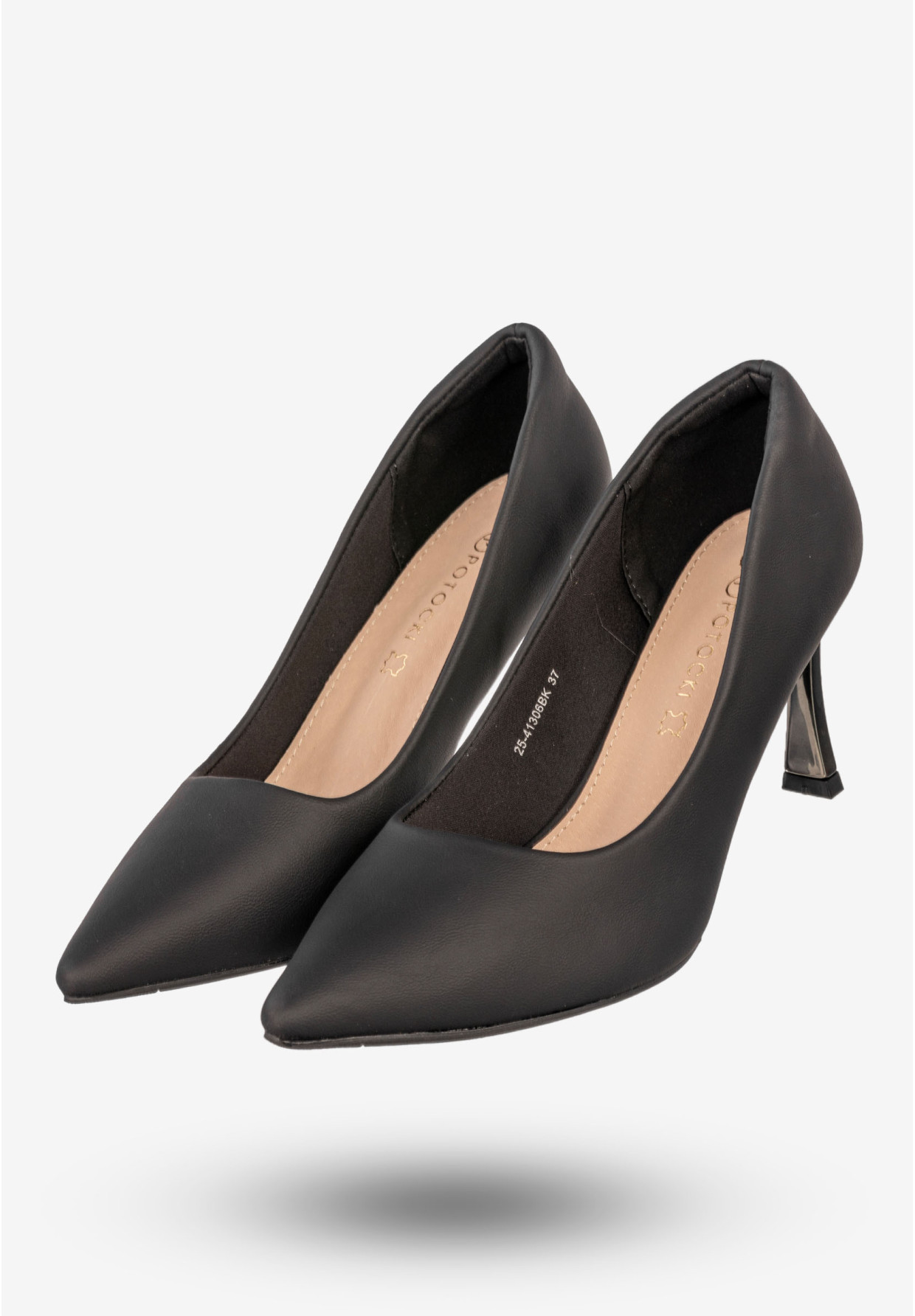 Szpilki Damskie Ekoskóra Buty Na Obcasie Eleganckie Czarne Potocki
